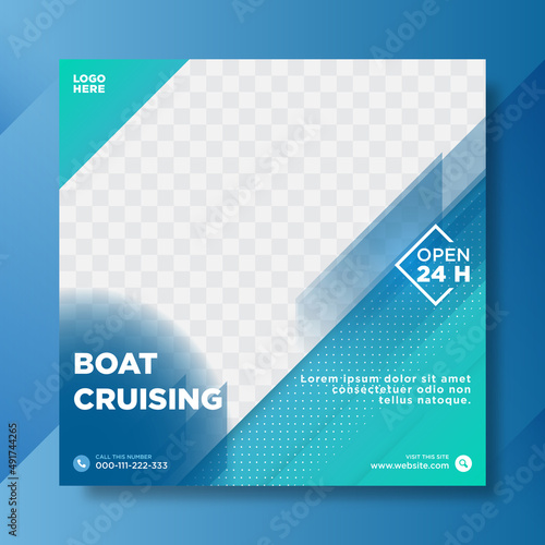 Boat cruising social media post template