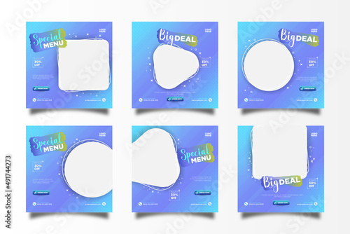 promotion social media post collection colorful gradient template.
