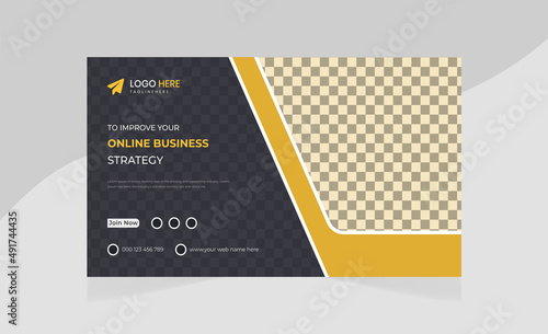 Creative business web banner presentation and landing cover page, youtube thumbnail template.