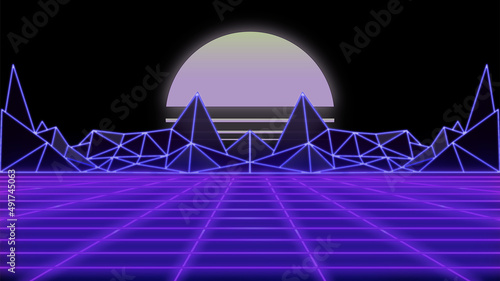 Paisaje neones retro vintage