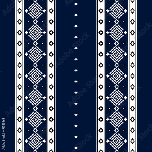 Geometric ethnic oriental seamless pattern traditional Design for background,carpet,wallpaper.clothing,wrapping,Batik fabric,Vector illustration.embroidery style - Sadu, sadou, sadow or sado

