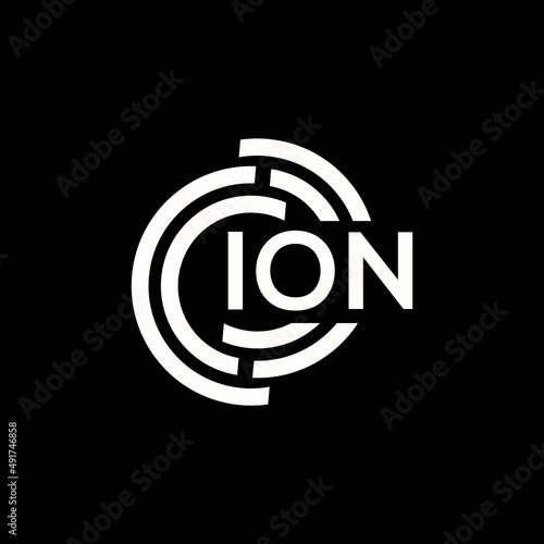 ION letter logo design. ION monogram initials letter logo concept. ION letter design in black background.