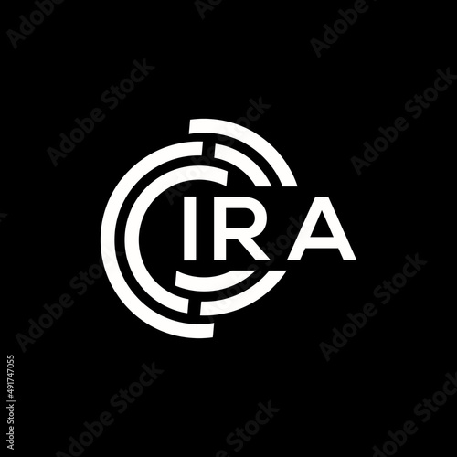 IRA letter logo design. IRA monogram initials letter logo concept. IRA letter design in black background.