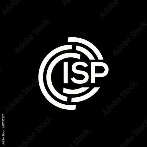 ISP letter logo design. ISP monogram initials letter logo concept. ISP letter design in black background.