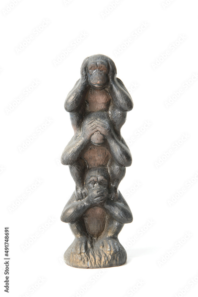 Three wise Monkeys. Monkey see no evil, hear no evil, speak no evil concept