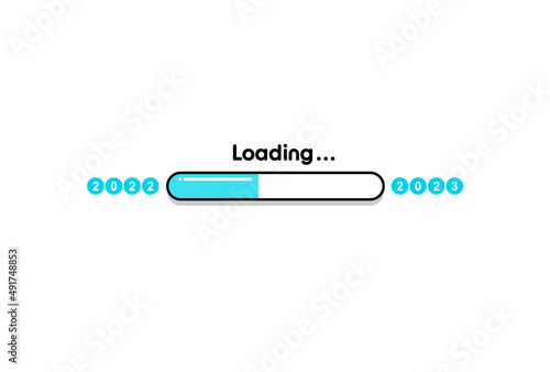 2022と20203、Loading ... の文字が入ったのローディングバー - 2022年の年間計画・進行中のイメージ素材
