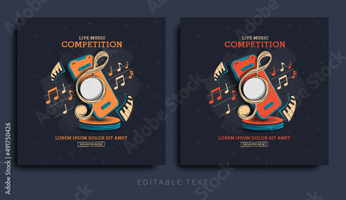 Online music competition registration on mobile concept banner