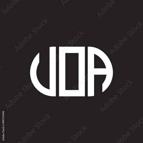 VOA letter logo design. VOA monogram initials letter logo concept. VOA letter design in black background.