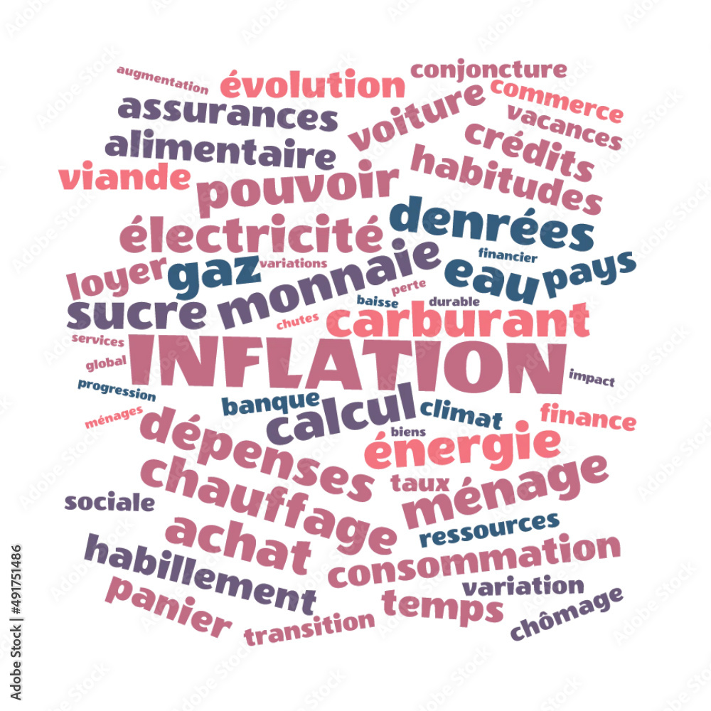 Illustration Inflation en nuage de mots avec un fond transparent Illustration Inflation en nuage de mots avec un fond transparent
