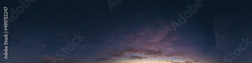 Canvas Print Dark blue sky panorama after sunset with Cirrus clouds