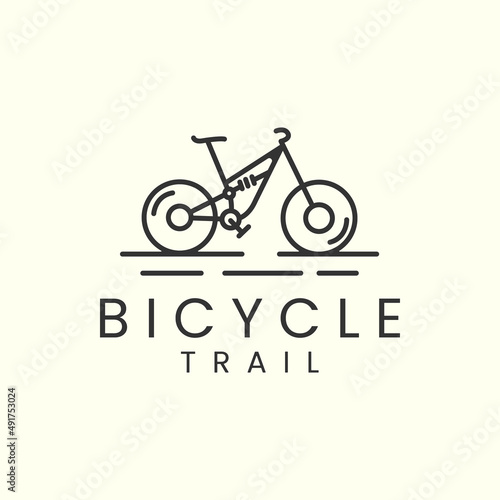 trail bike with line art style logo icon template design. bicycle, downhill,cycling,biking, vector illustration