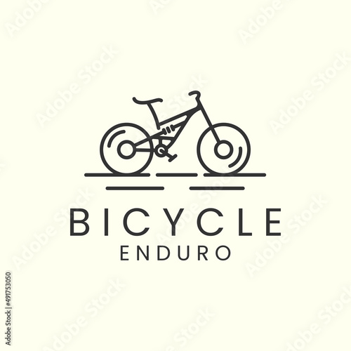 enduro bike with line art style logo icon template design. bicycle, mountain,downhill,cycling, vector illustration