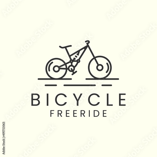 freeride bike with line art style logo icon template design. bicycle, downhill,cycling, vector illustration
