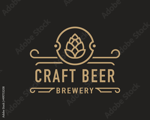 Vintage Emblem Brewery Beer House Label with Craft Beer Logo Beer House, Bar, Pub, Brewing Company, Brewery, Tavern Symbol Inspiration