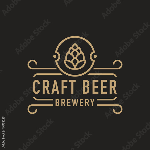 Vintage Emblem Brewery Beer House Label with Craft Beer Logo Beer House, Bar, Pub, Brewing Company, Brewery, Tavern Symbol Inspiration