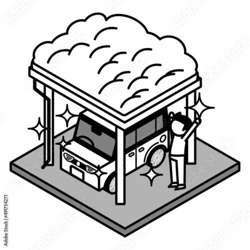 雪　車　積もる　カーポート　除雪　