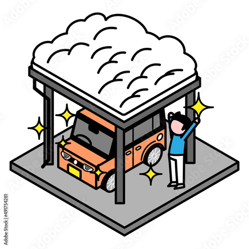 雪　車　積もる　カーポート　除雪　