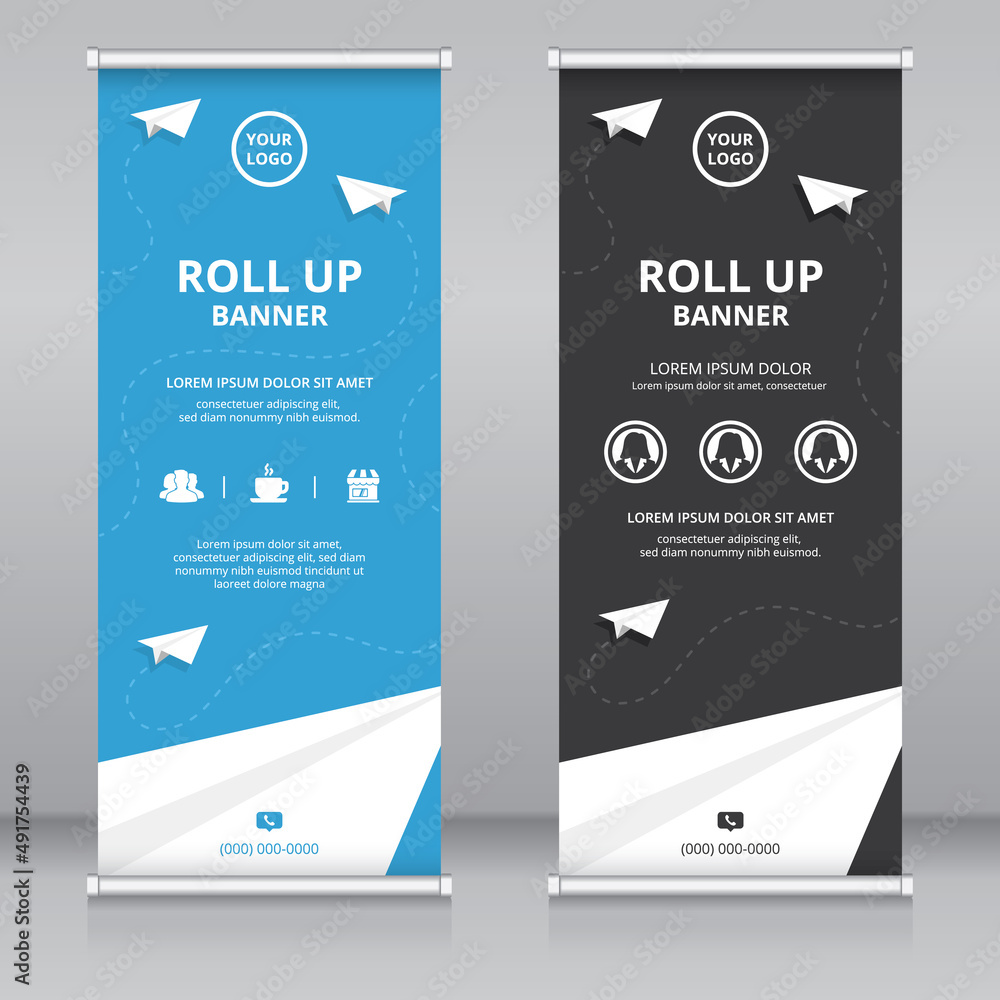 Fototapeta premium Entrepreneurship themed modern roll up banner template, Standee template, X-banner template, Flag banner