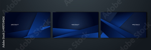 Modern dark blue abstract background paper shine and layer element vector for presentation design. Suit for business, corporate, institution, party, festive, seminar, and talks.