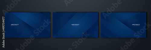 Modern dark blue abstract background paper shine and layer element vector for presentation design. Suit for business, corporate, institution, party, festive, seminar, and talks.