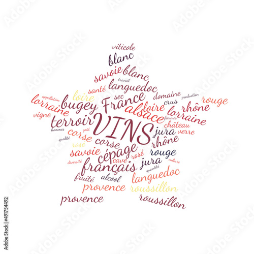 Illustration Vins en nuage de mots avec un fond transparent
