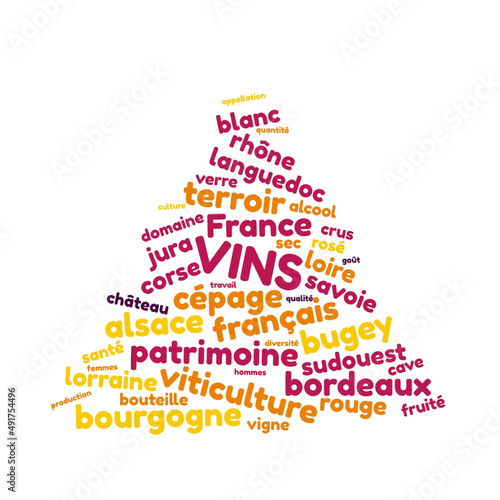 Illustration Vins en nuage de mots avec un fond transparent