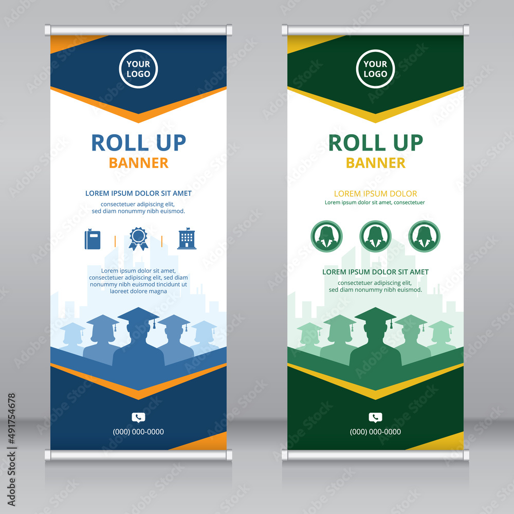 Modern roll up banner template for education industry, Standee template