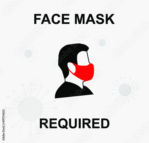 Face Masks Required grey color background Icons Vector