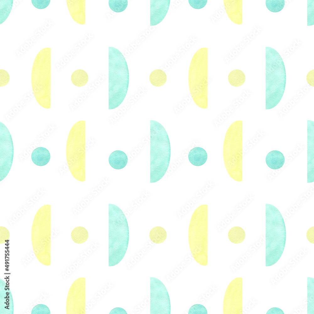Watercolor seamless pattern with geometric shapes. Beautiful, juicy, summer colors. Perfect for your design, textiles, packaging and more.