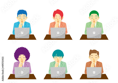 スーツ姿の男性の主線なしイラスト