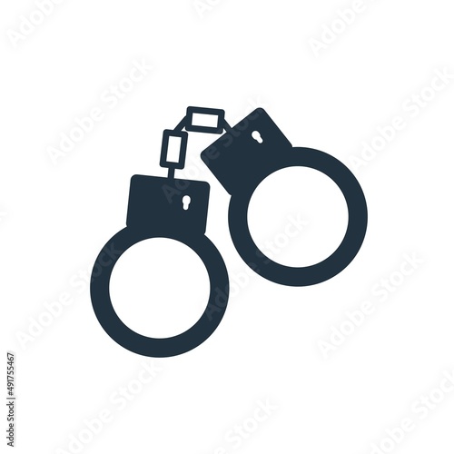handcuff icon vector.  handcuffs symbol flat design sign isolated on a white background.  for your website design, logo, app, UI.  Vector illustration.