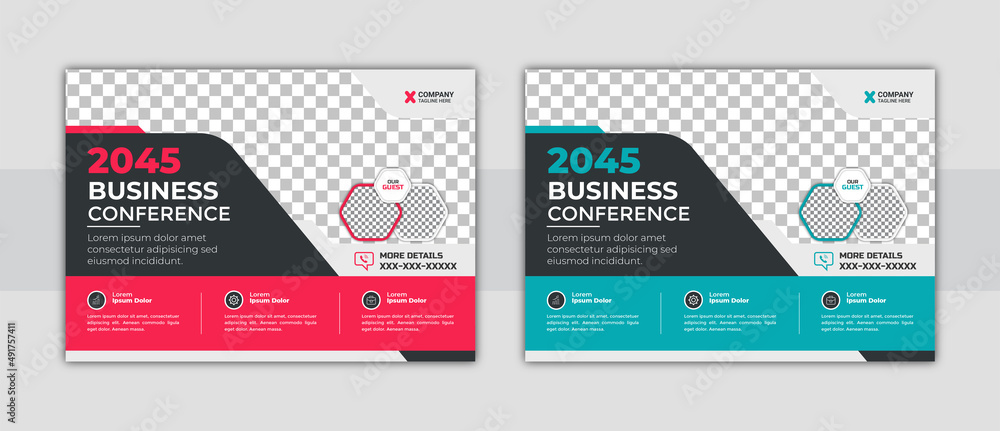 Corporate horizontal business conference flyer template. conference horizontal flyer template