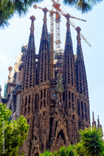 View to Sagrada Familia in Barcelona, Spain.