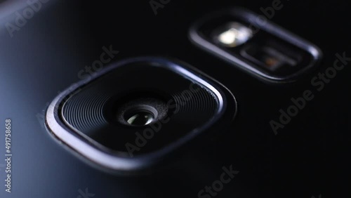 Macro close up of a smartphone camera lens on back
 photo