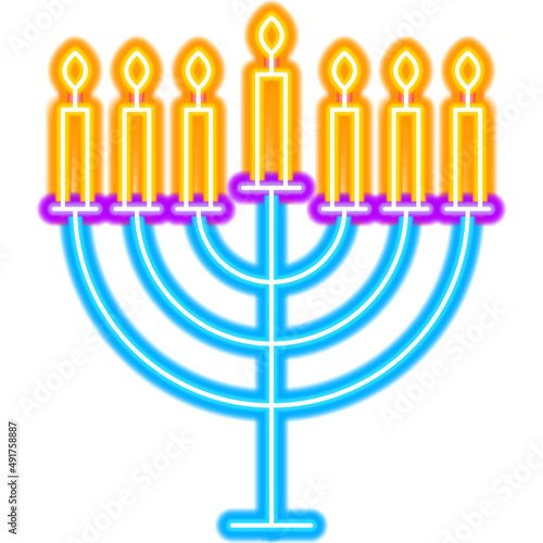 Menorah Hanukkah Neon
