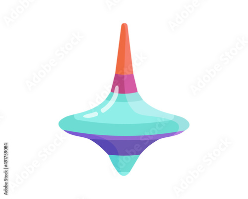 Spinning top cartoon toy. Vector colorful whirligig.