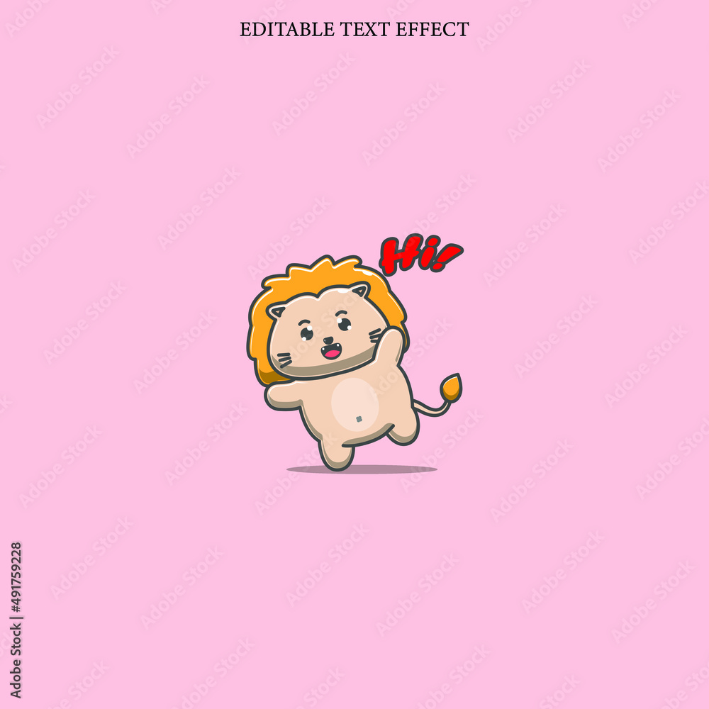 lion say hi with Red Text Style Effect lion say hi with Red Text Style Effect