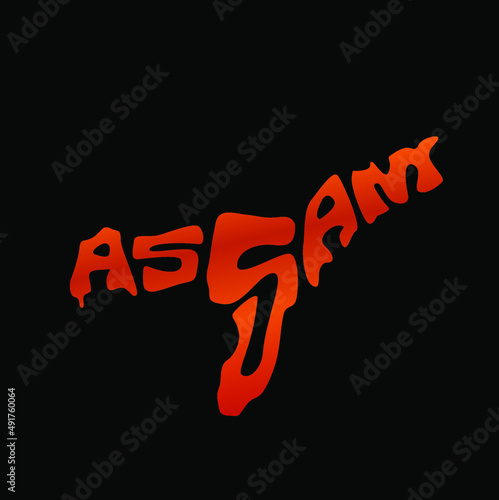 Assam map typography. Assam map in english lettering. photo