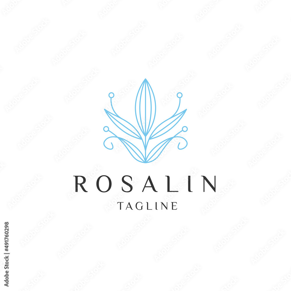 Fototapeta premium Roses flower line logo icon design template flat vector