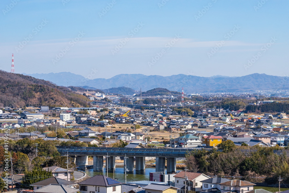 Landscape of takamatsu city suburbs , kagawa, shikoku, japan	