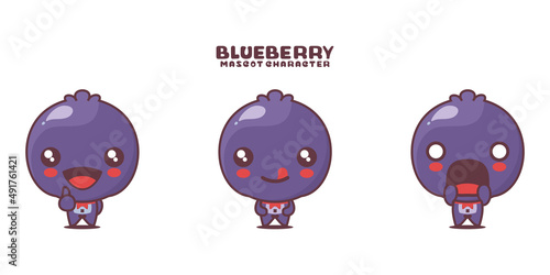 vector blueberry cartoon illustration, with different expressions