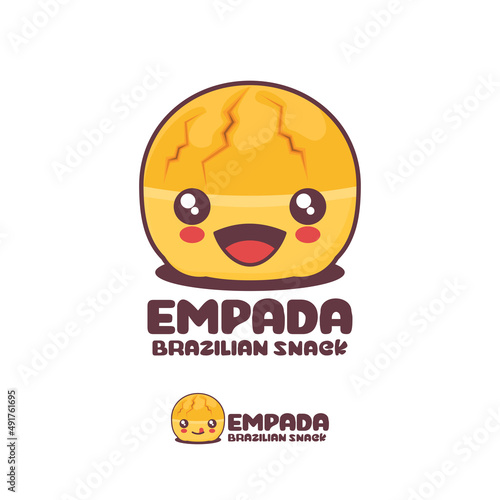 Vector Empada cartoon illustration, Brazilian snacks, with a happy expression, suitable for, logos, prints, stickers, etc