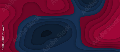 Pink and blue abstract luxury paper cut background. Abstract topography map relief wavy line carving 3d vector banner 3d cutout fluid shapes color gradient multi layers vector background.