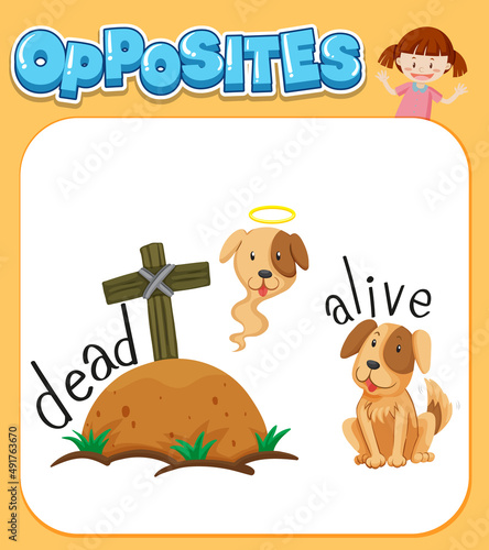 Opposite words for dead and alive