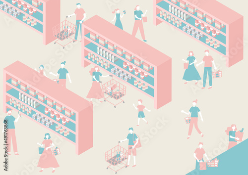 お店で買い物する人々