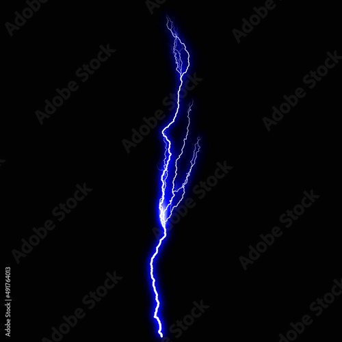 abstract dark blue lighting natural thunder realistic magic overlay bright glowing effect on black.
