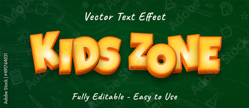 Editable text effect kids zone 3d text and comic text style