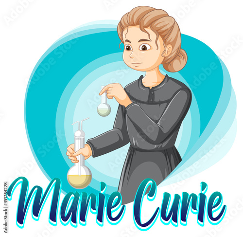 Portrait of Marie Curie in cartoon style photo