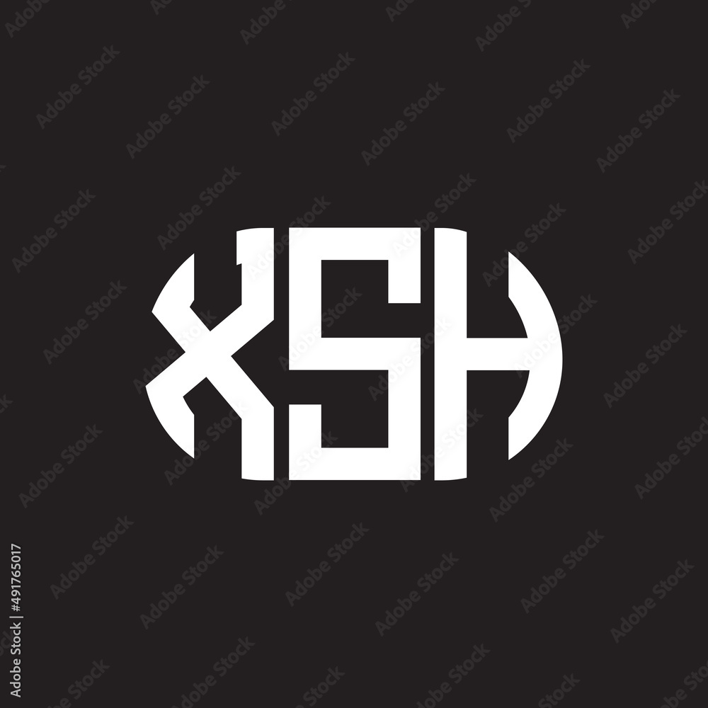 XSH letter logo design. XSH monogram initials letter logo concept. XSH letter design in black background. XSH letter logo design. XSH monogram initials letter logo concept. XSH letter design in black background.