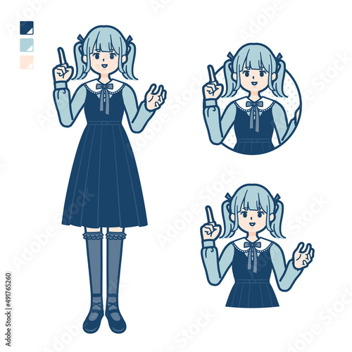 ゴスロリ衣装を着た若い女性が話しているイラスト